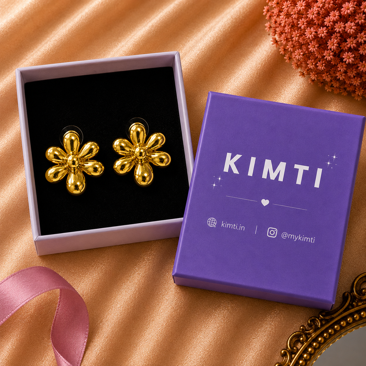 18K Gold Plated Golden Bloom Statement Earrings
