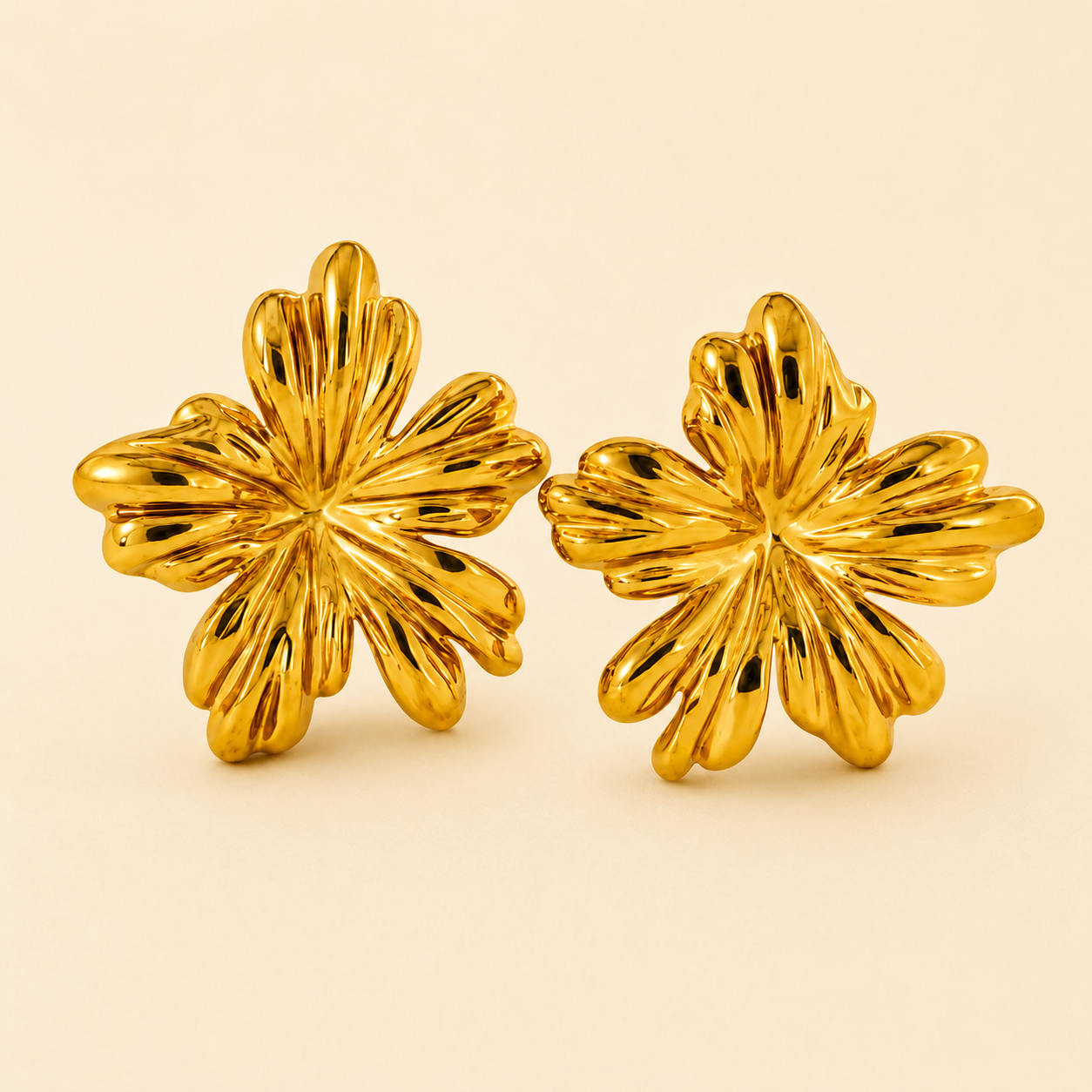 18K Gold Plated Golden Bloom Statement Earrings
