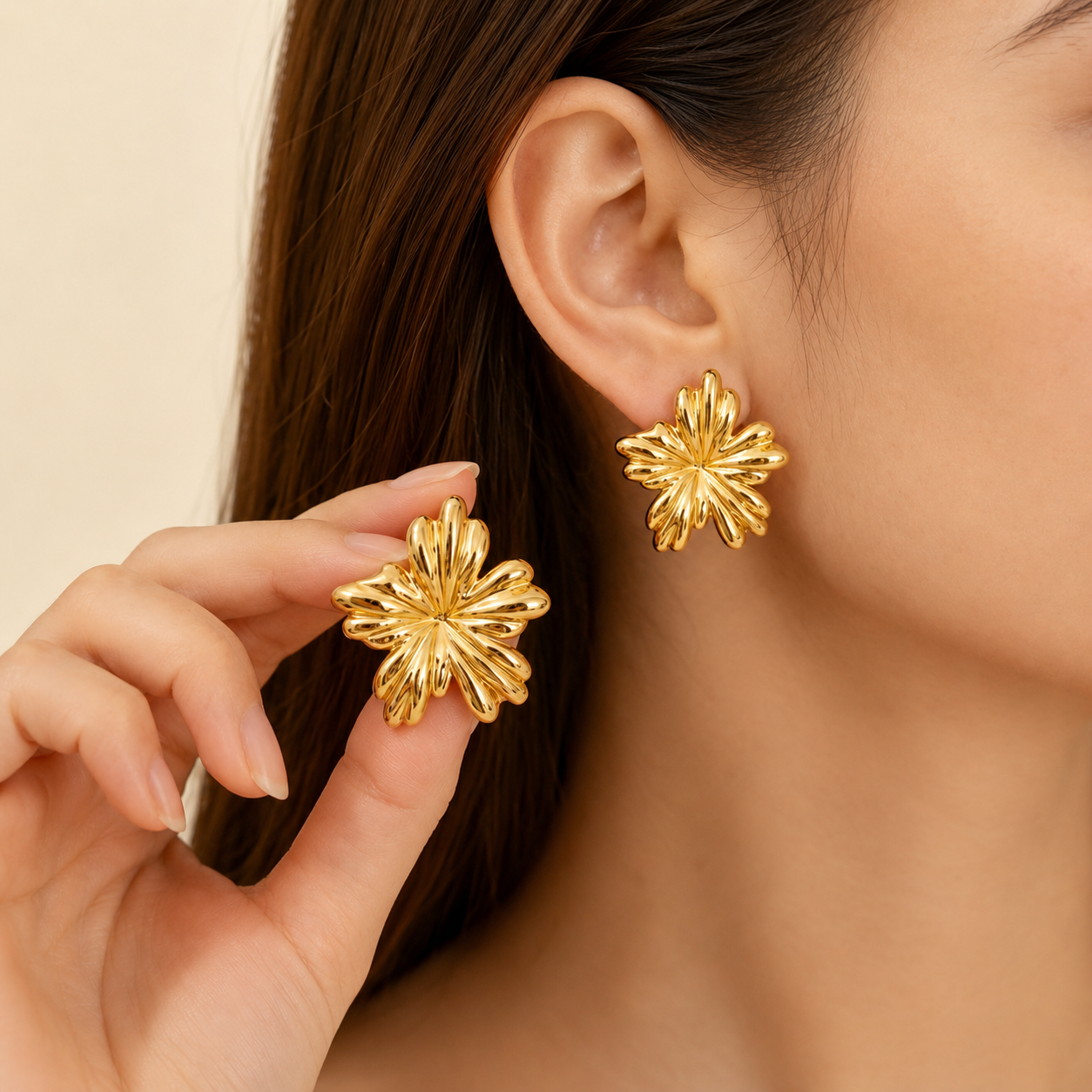 18K Gold Plated Golden Bloom Statement Earrings