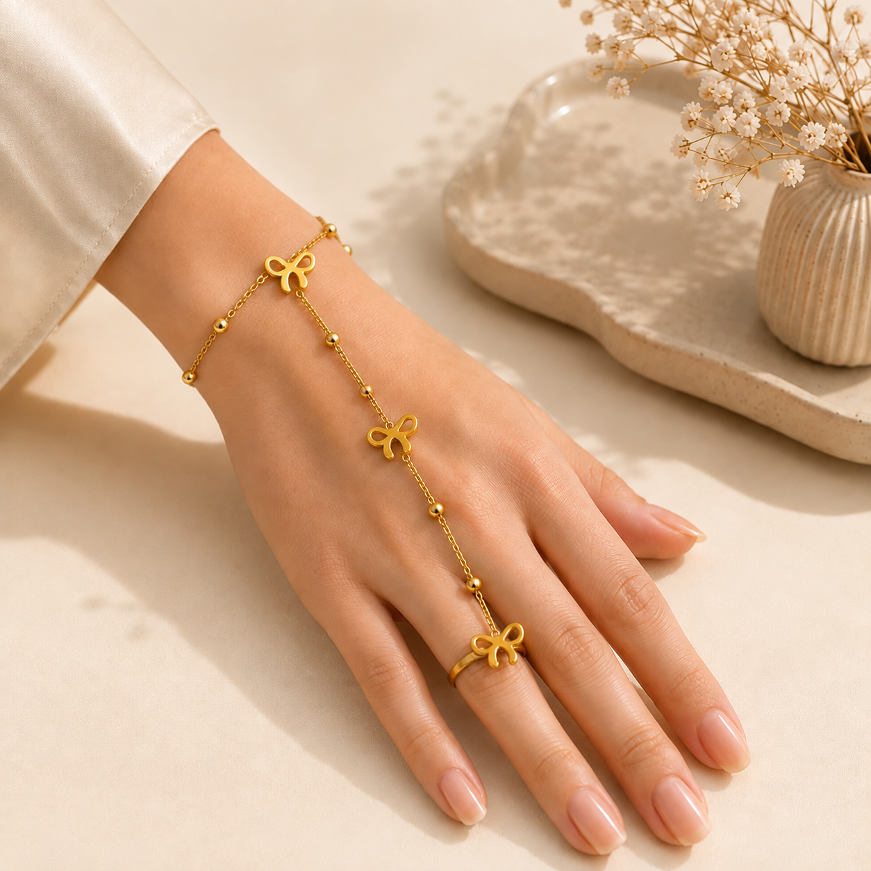 18K Gold Plated Butterfly Hand Chain Bracelet