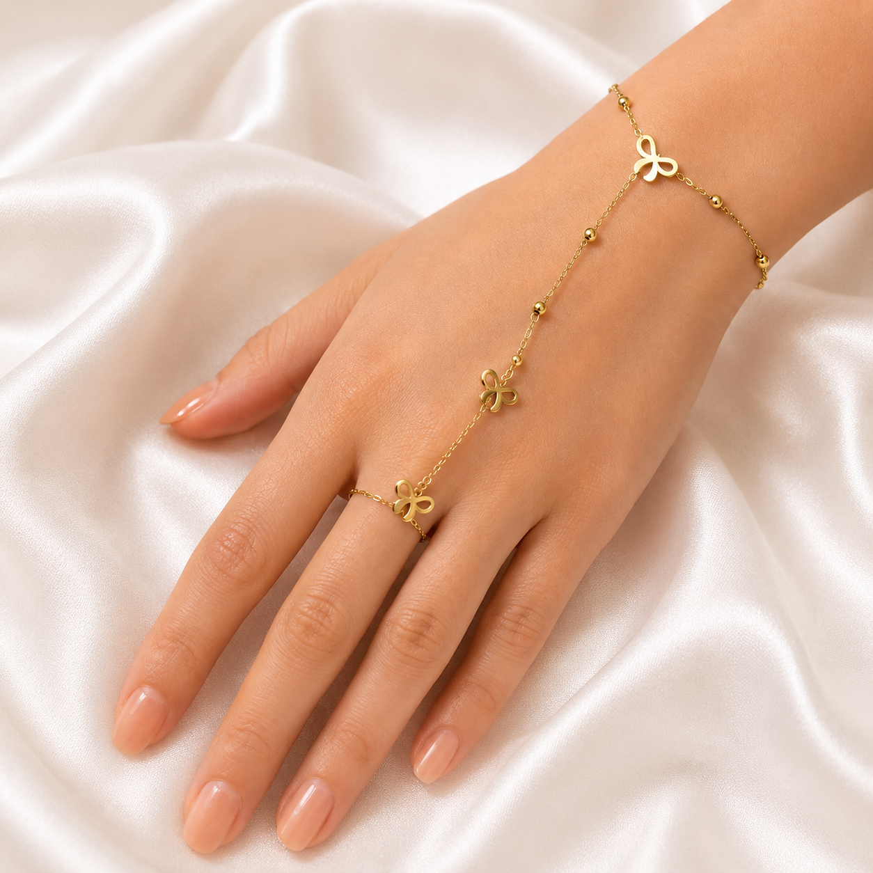 18K Gold Plated Butterfly Hand Chain Bracelet