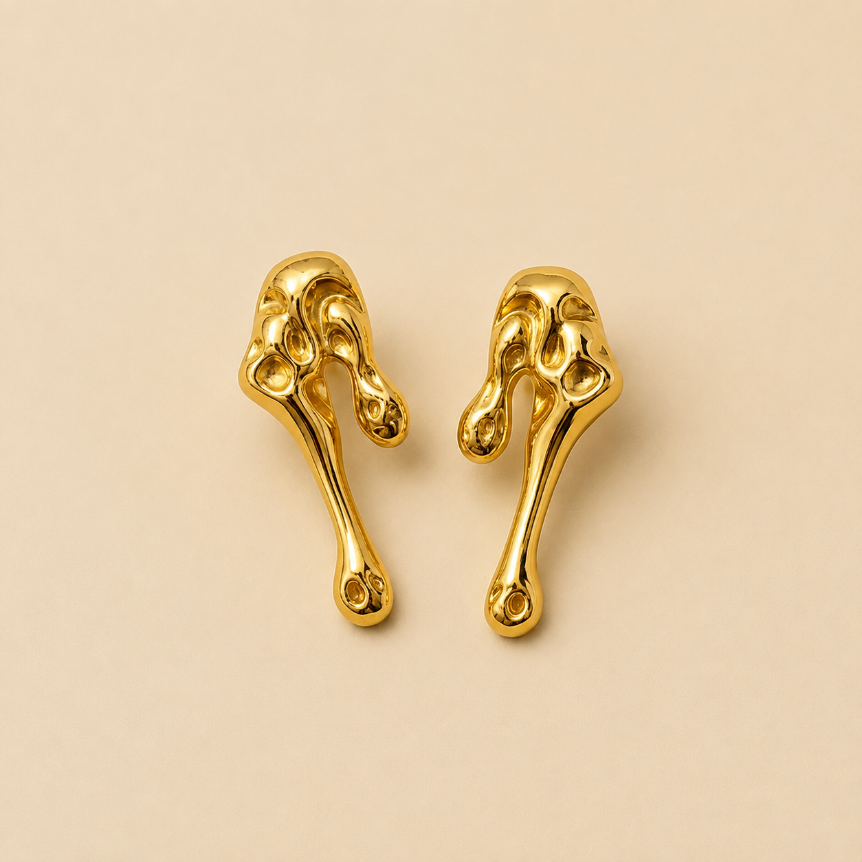 18K Gold Plated Molten Drop Earrings
