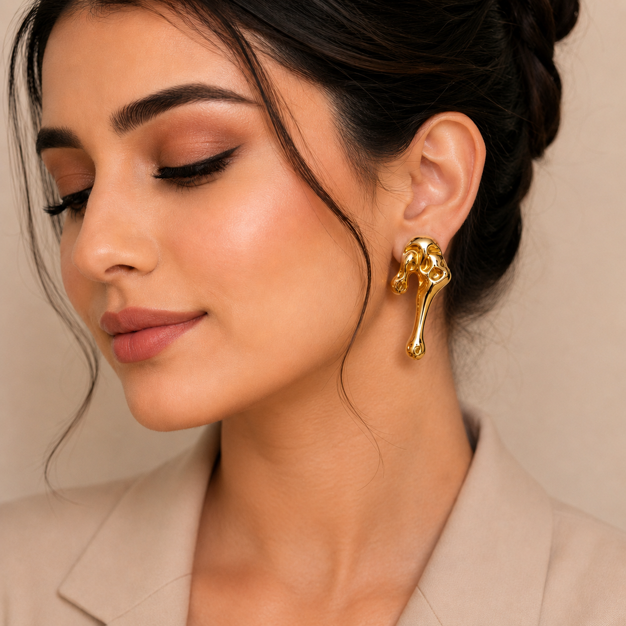 18K Gold Plated Molten Drop Earrings