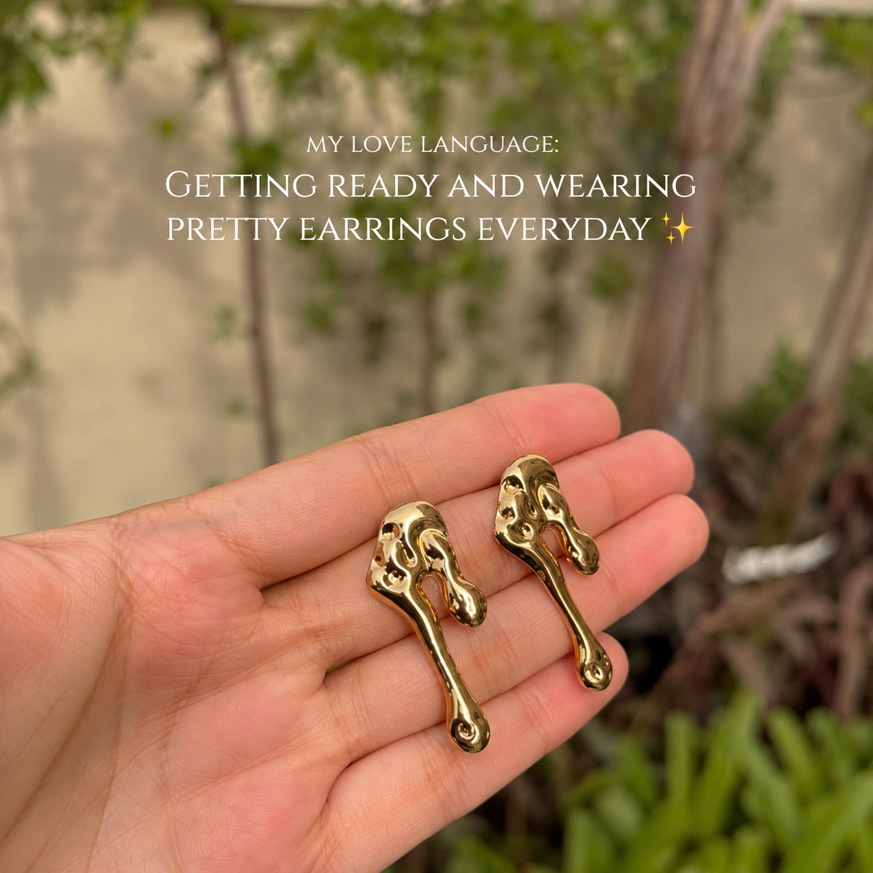 18K Gold Plated Molten Drop Earrings