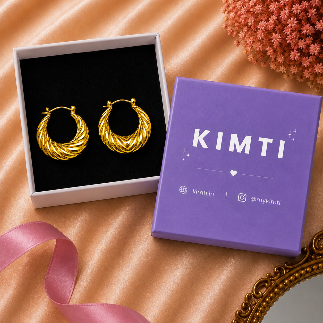 18k Gold Plated Spiral Luxe Hoops Anti Tarnish Earrings