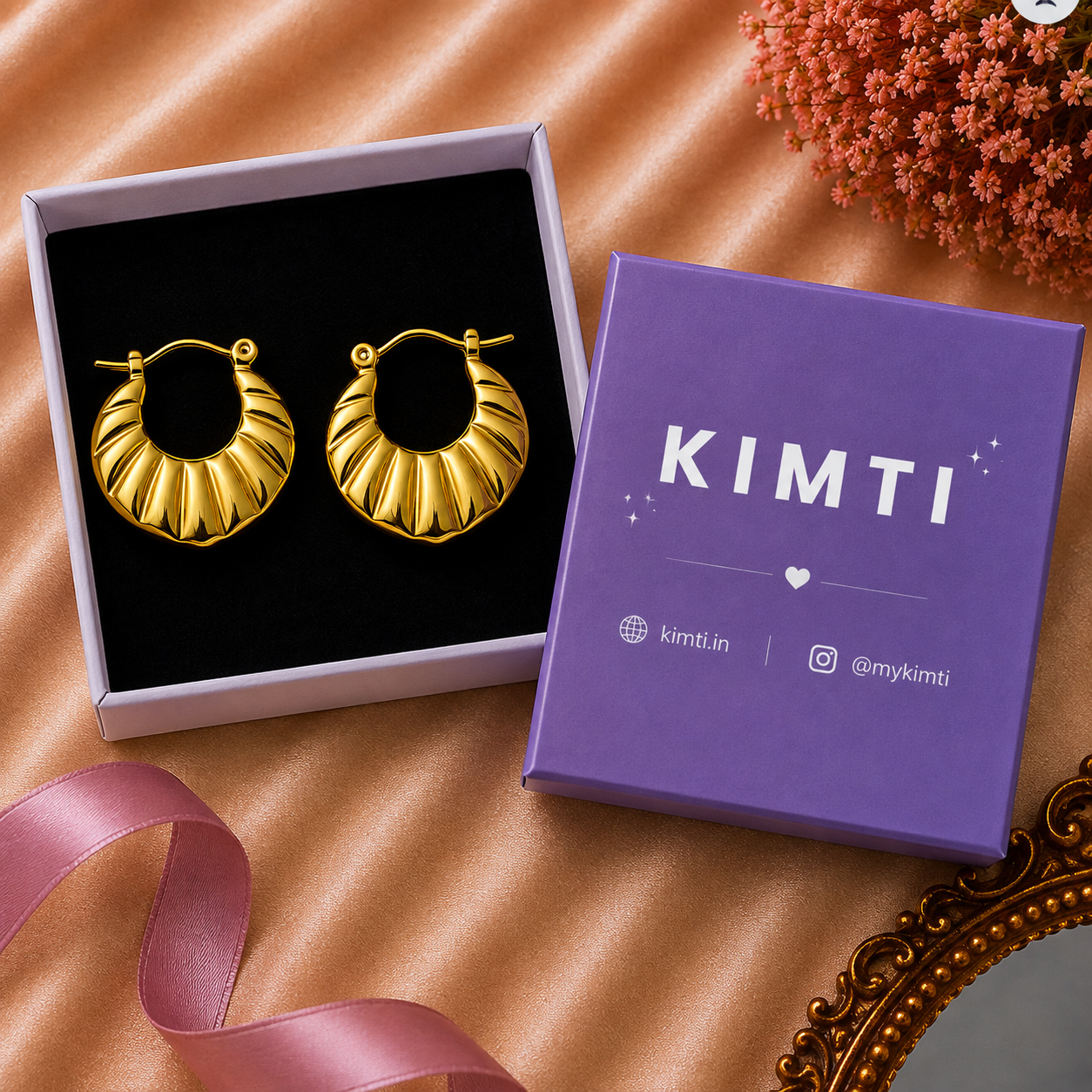 18K Gold Plated Sweet Croissant Hoop Anti Tarnish Earrings