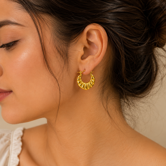 18K Gold Plated Sweet Croissant Hoop Anti Tarnish Earrings