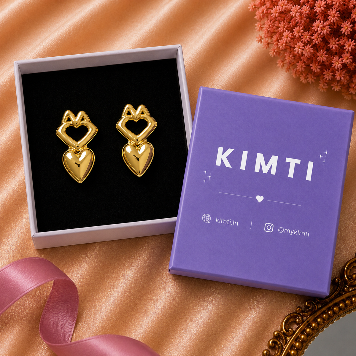18K Gold Plated Heart Kiss Me Earring