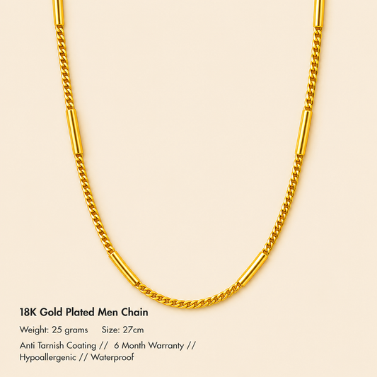Men-18k Gold-Plated Anti Tarnish Ball Chain