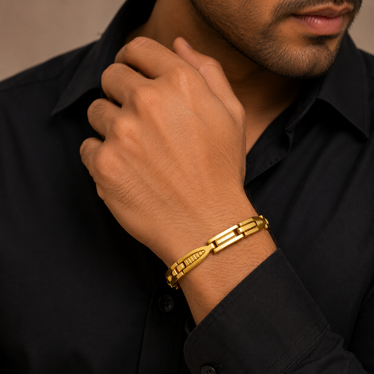 Men - 18K Gold Plated Aurelia Geo Link Bracelet
