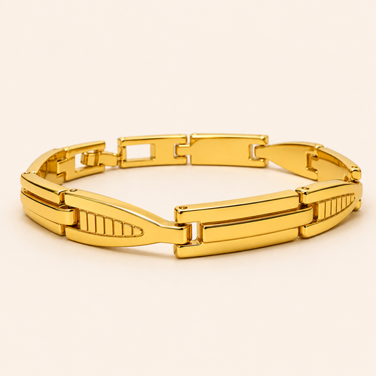 Men - 18K Gold Plated Aurelia Geo Link Bracelet