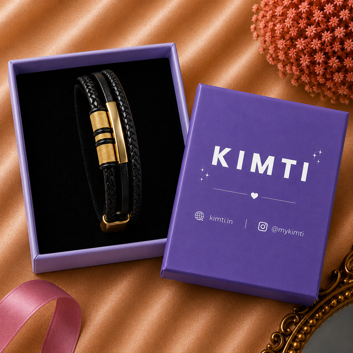 Men - Titan Gold Leather Bracelet