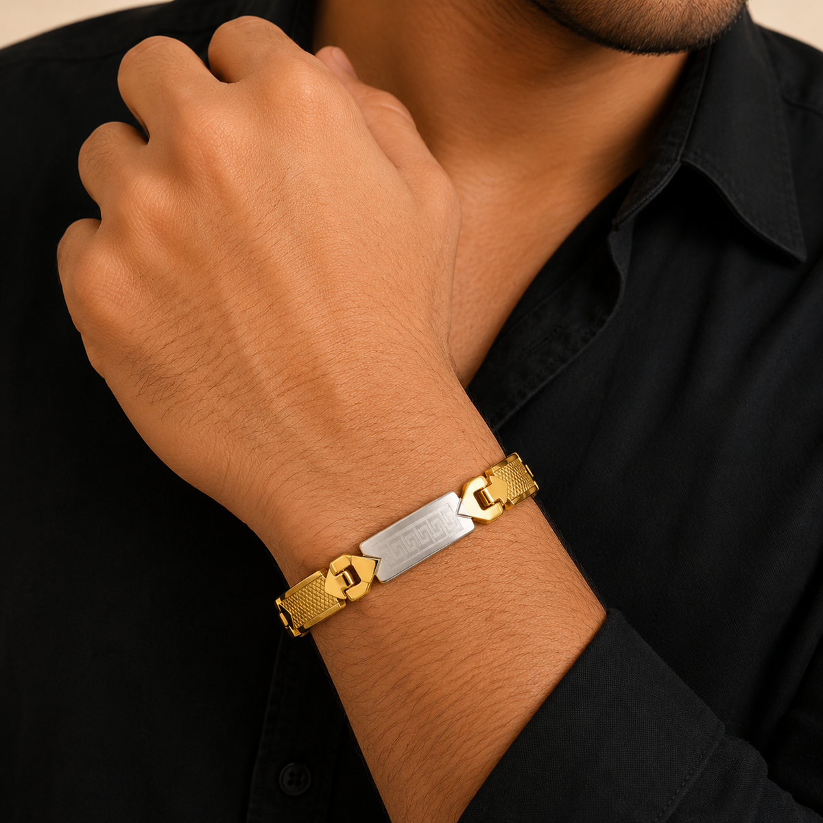Men - Greek Link Gold Bracelet