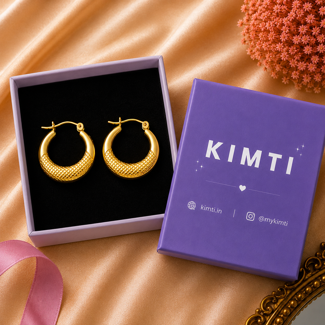 18K Gold Plated Moon Hoops Anti Tarnish Earring