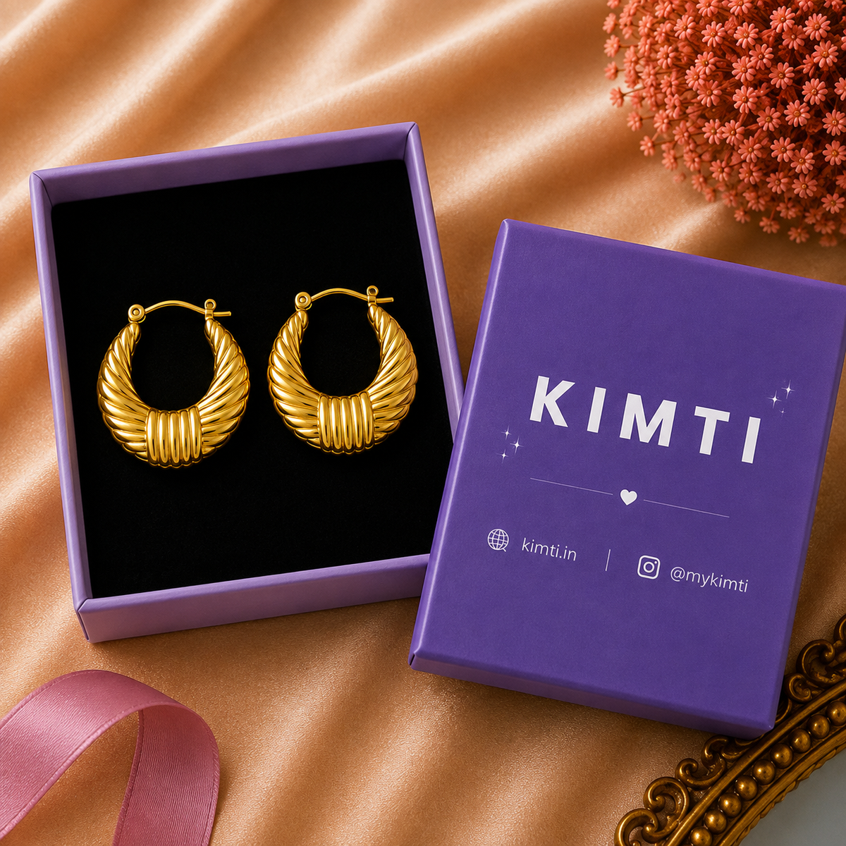 18K Gold Plated Date Hoops Anti Tarnish Earring