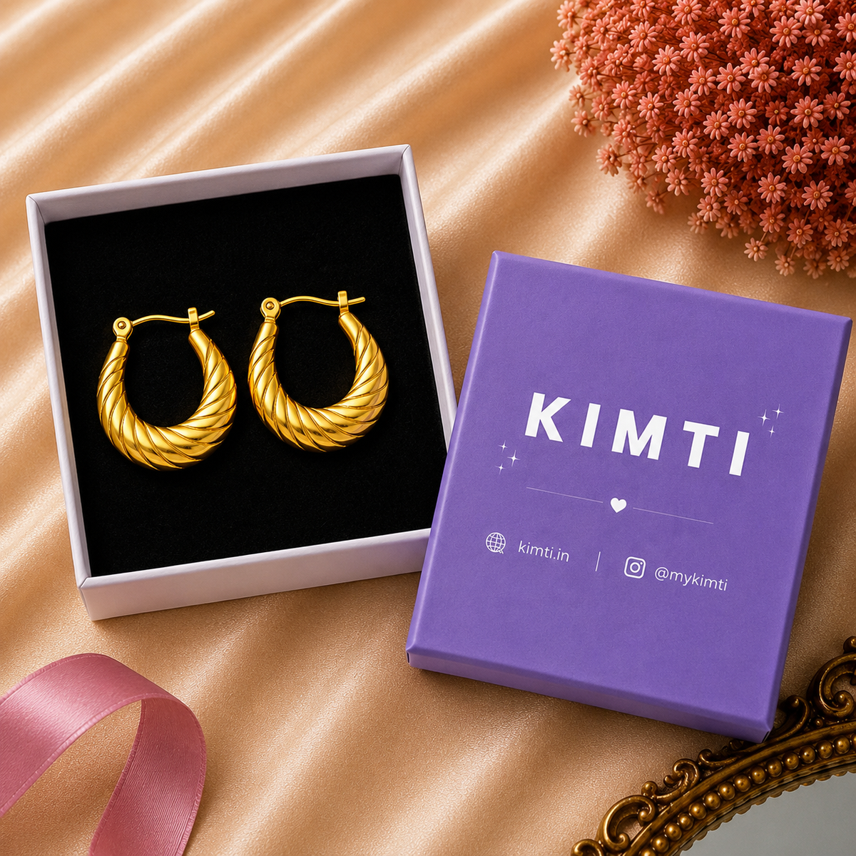 18K Gold Plated Oval Hoop Golden Anti Tarnish Earring