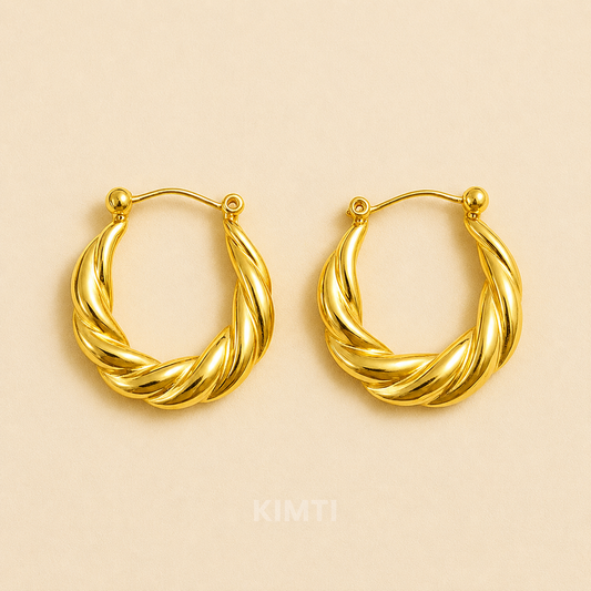 18k Gold Plated Croissant Hoop Earring