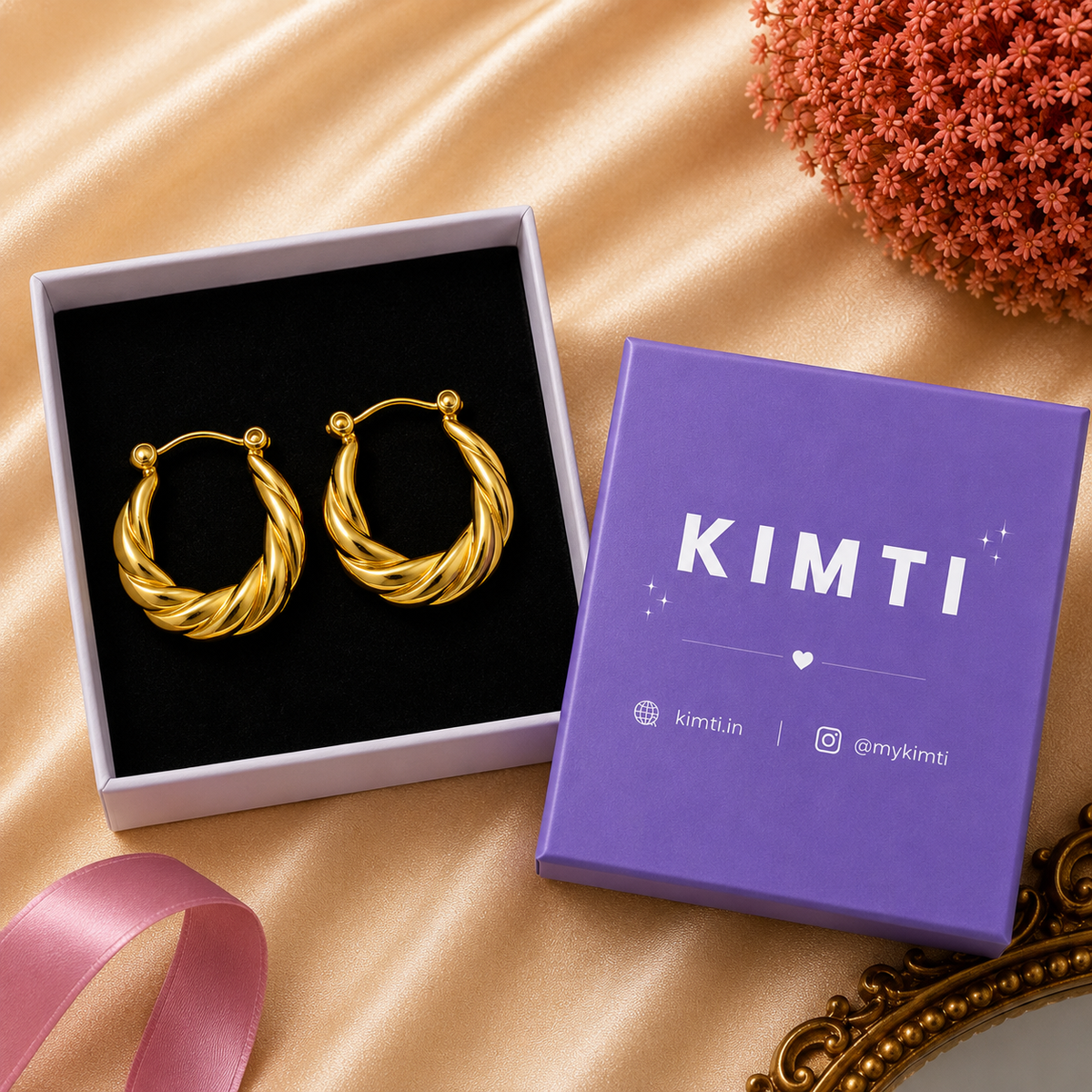 18k Gold Plated Croissant Hoop Earring