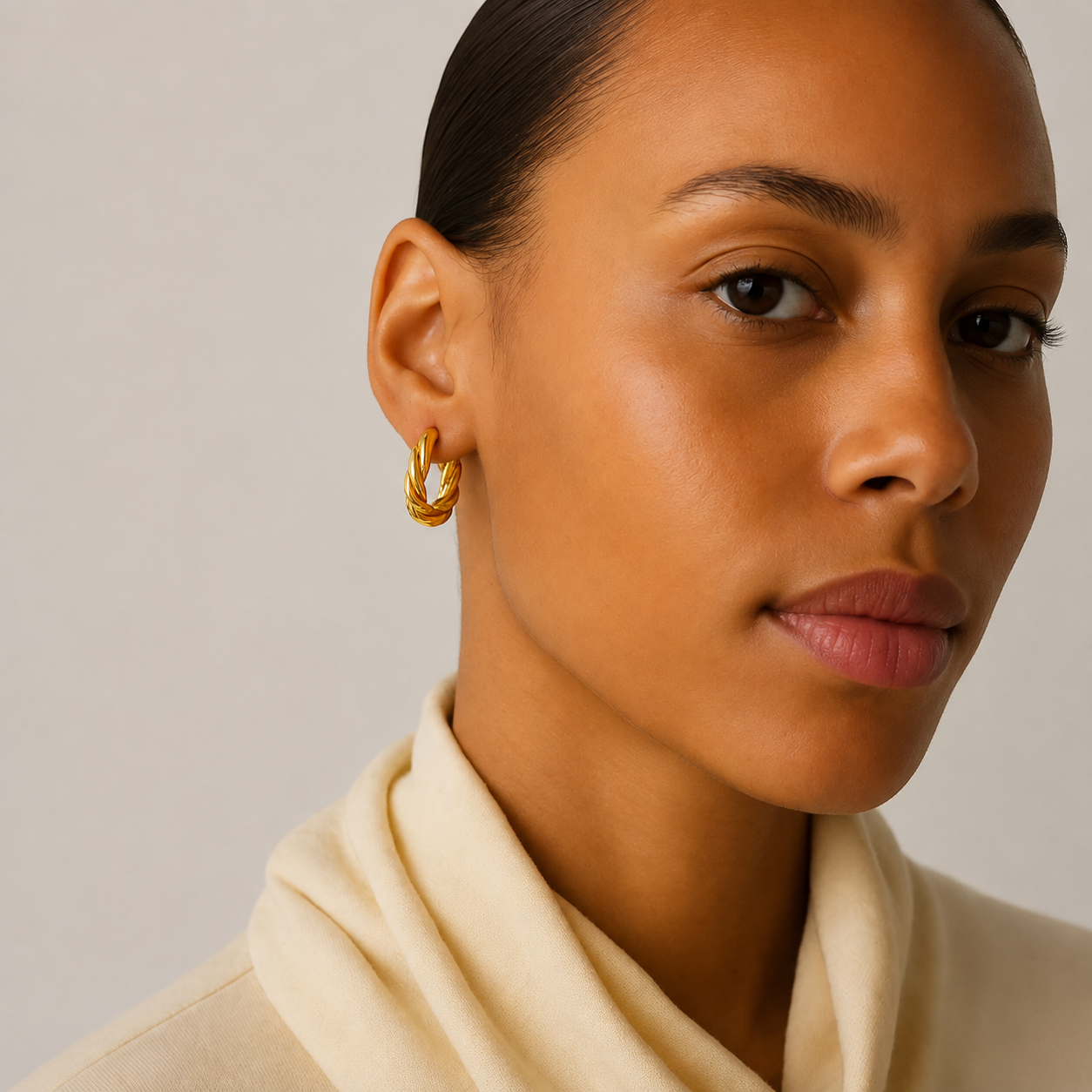 18k Gold Plated Croissant Hoop Earring