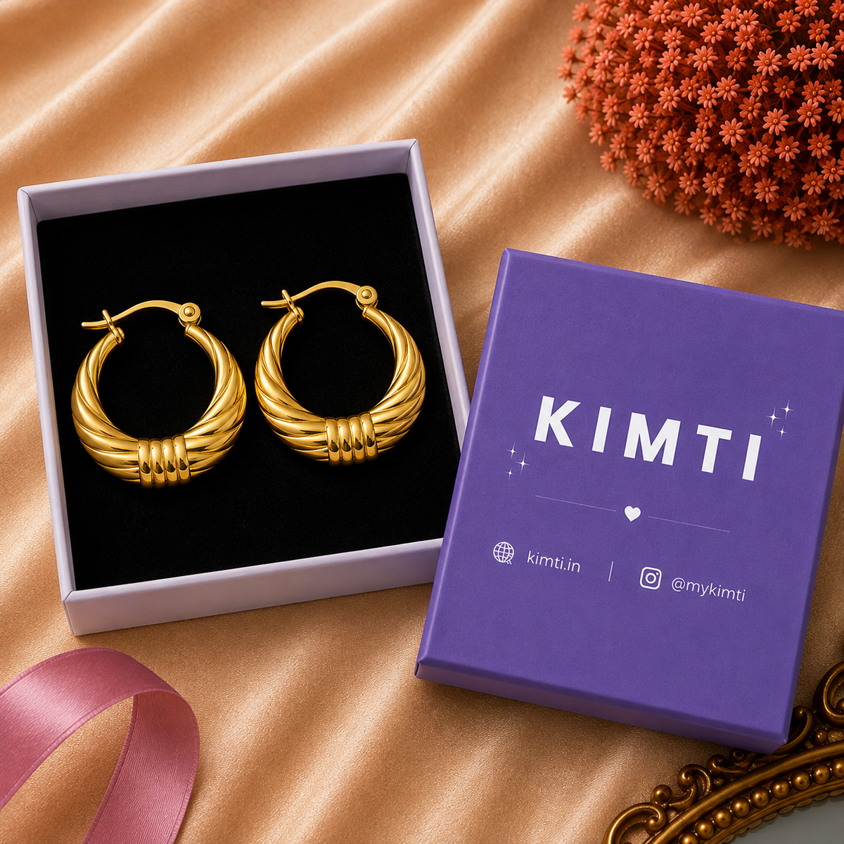 18k Gold Plated Round Thread Hoop Earring