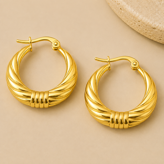 18k Gold Plated Round Thread Hoop Earring