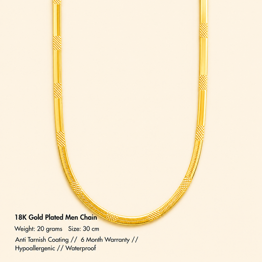 Men-18K Gold Plated Anti Tarnish Stateley Chain