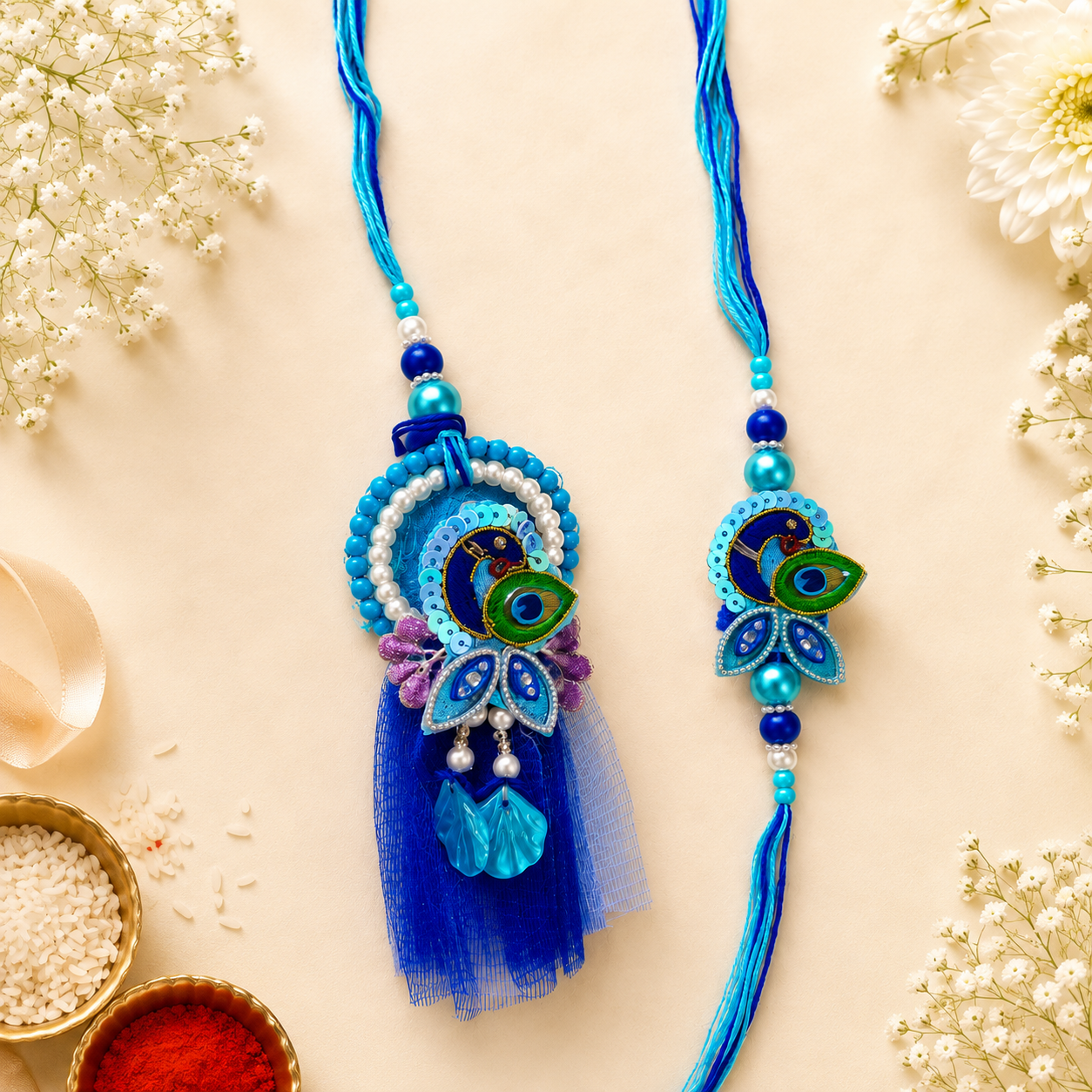 Peacock Design Bhaiya Bhabhi Rakhi