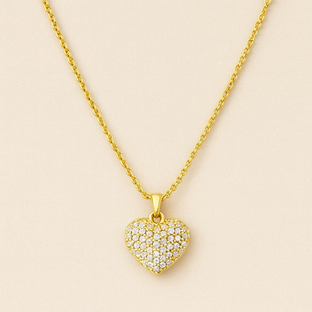 Gilded Sparkle Heart Anti-Tarnish Necklace