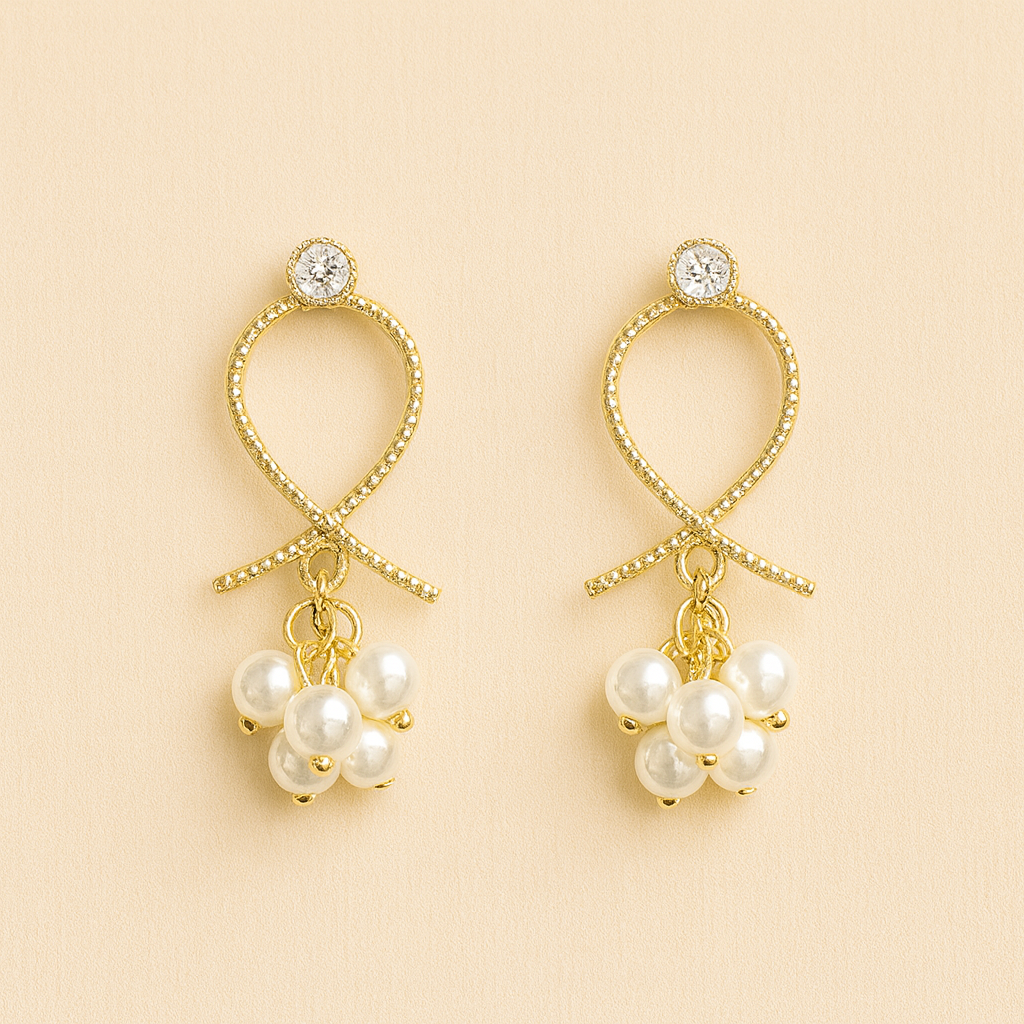 Ivory Pearl Bow Drops Earring