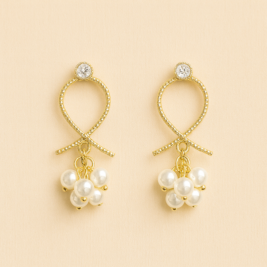 Ivory Pearl Bow Drops Earring