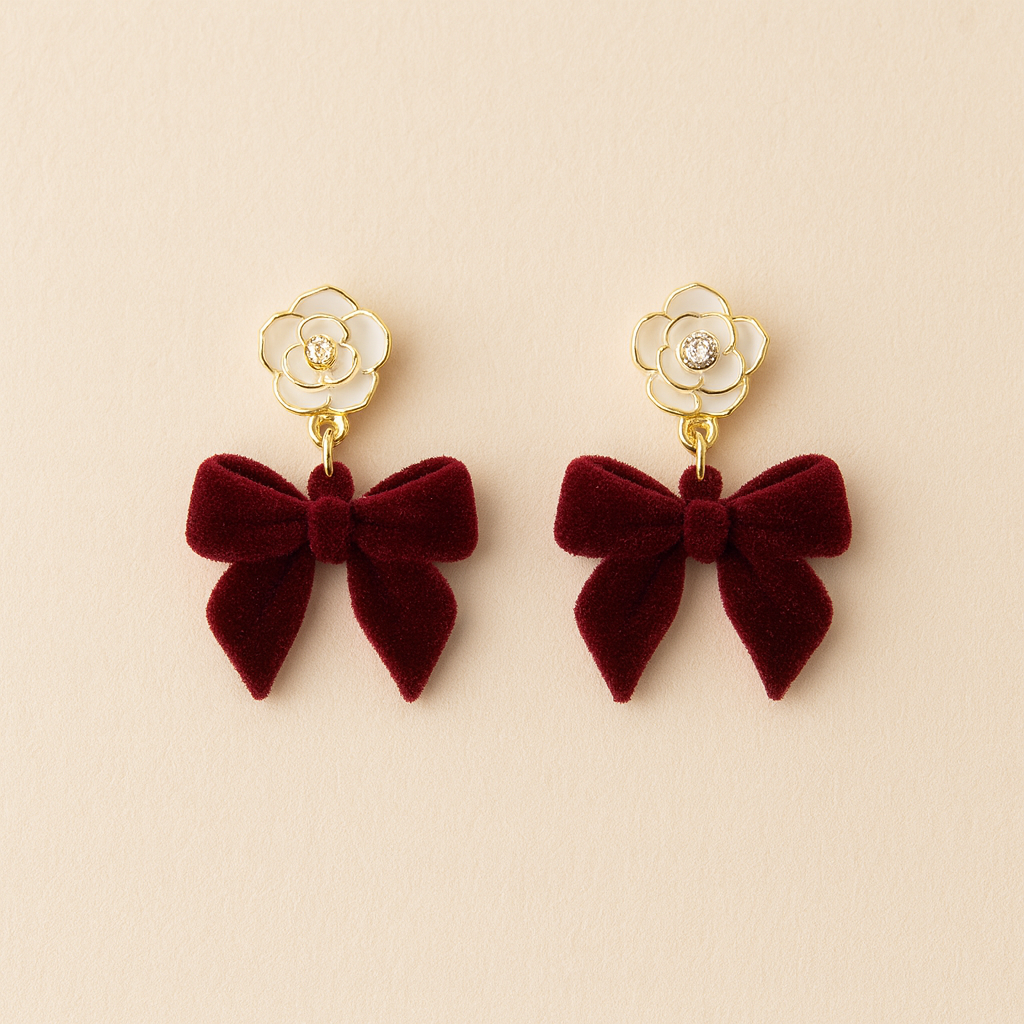 Sweet Velvet Pearl Drops Earring