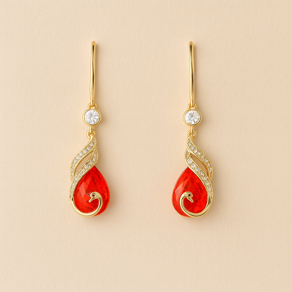Ruby Swirl Elegance Drops Earring