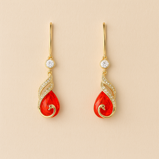 Ruby Swirl Elegance Drops Earring