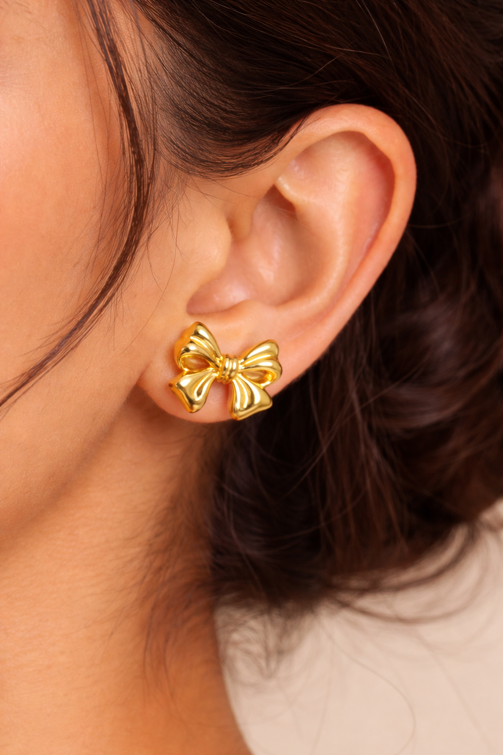 18k Gold Plated Bow Anti Tarnish Earrings