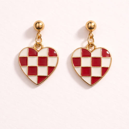 Rouge Mosaic Heart Earrings