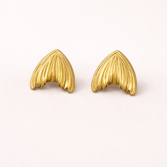 18K Gold Plated Leafline Gold Stud Earring