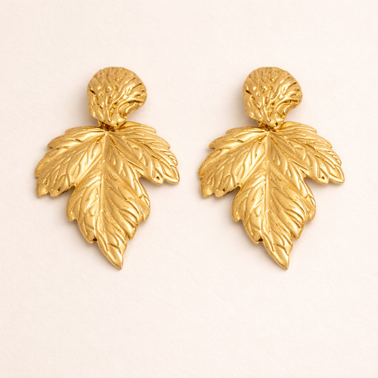 18K Gold Plated Auric Leaf Bloom Earring