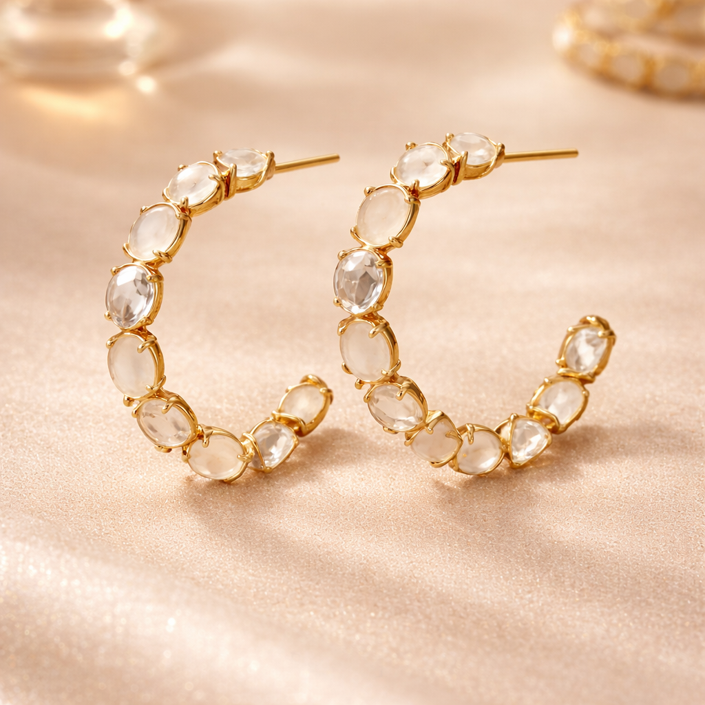 White Gem Luxury Party Hoops