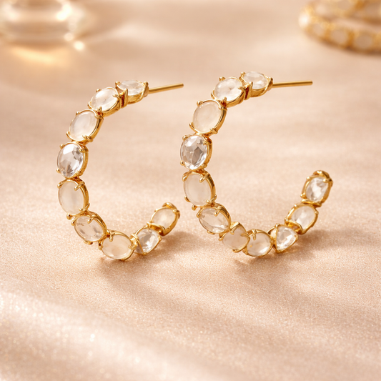 White Gem Luxury Party Hoops