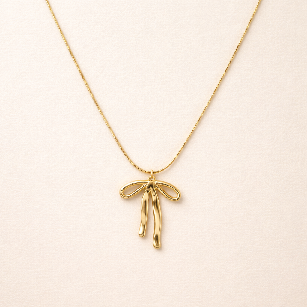 18k Gold Plated Bliss Bow Anti Tarnish Necklace