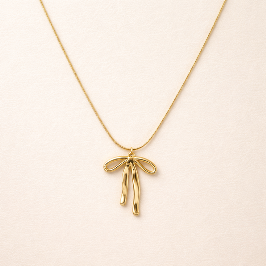 18k Gold Plated Bliss Bow Anti Tarnish Necklace