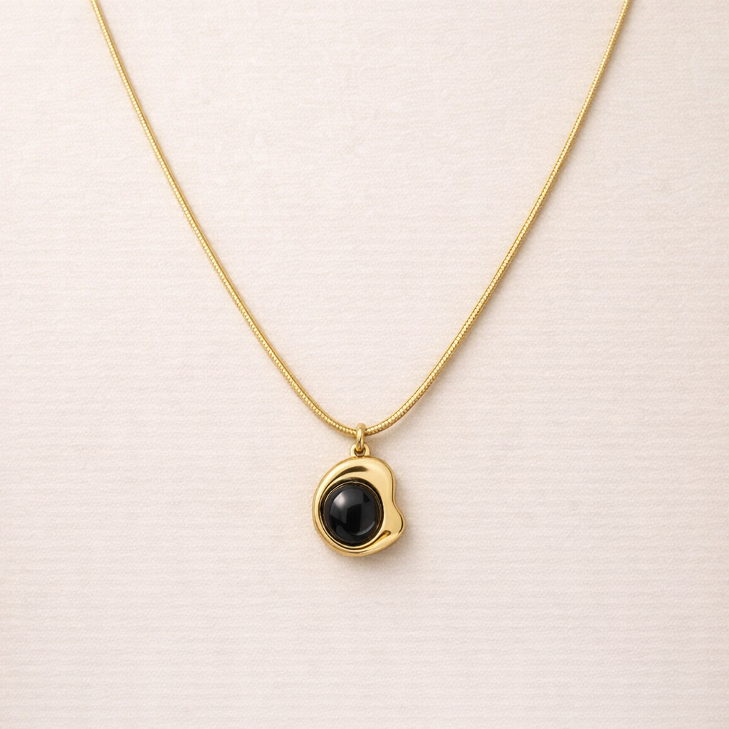 18k Gold Plated Eclipse Drop Anti Tarnish Necklace