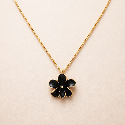 18k Gold Plated Ebon Petals Necklace