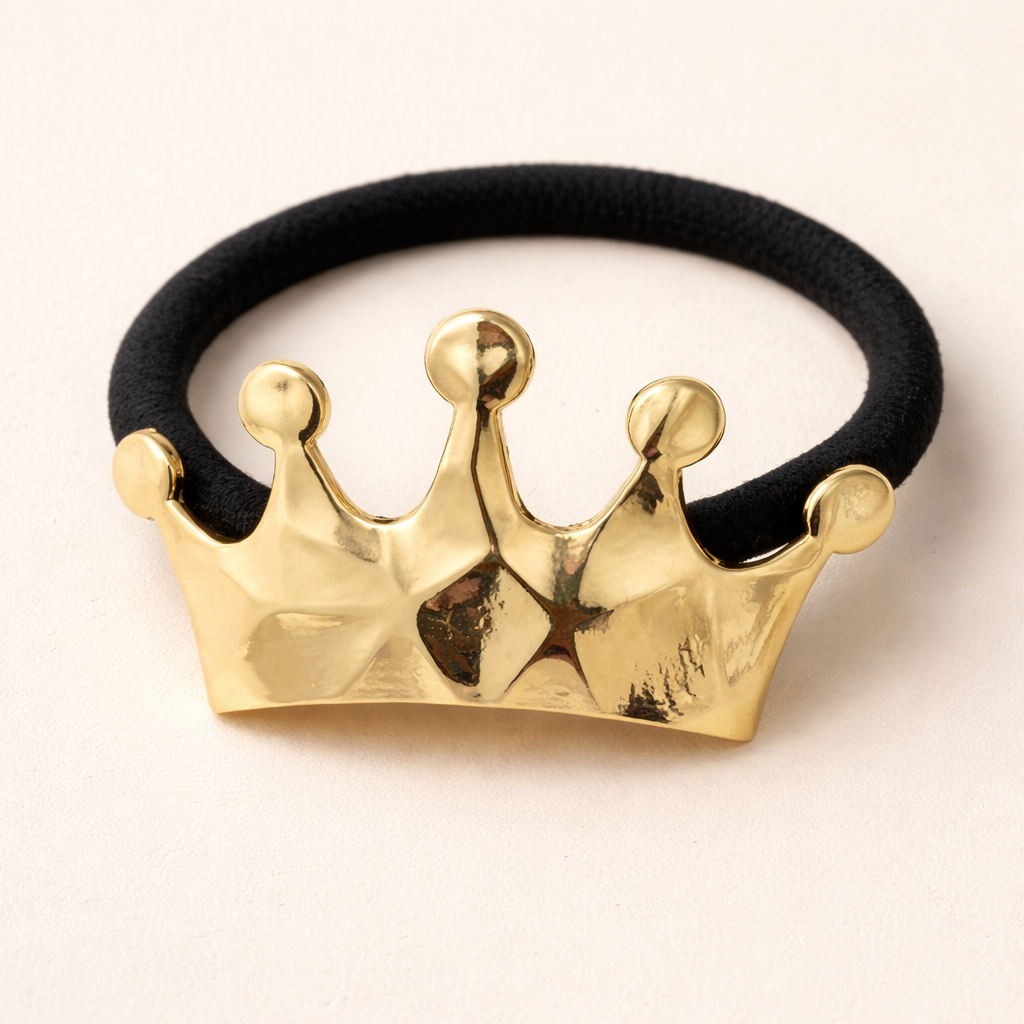 18k Gold Plated Crowned Noir Hair Tie