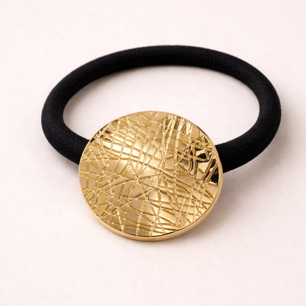 18k Gold Plated Obsidian Knot Hair Tie