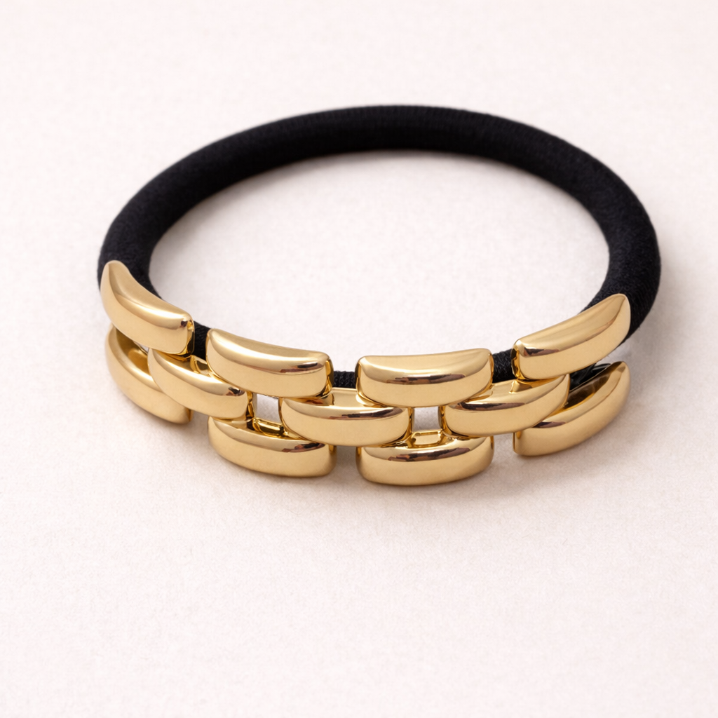 18k Gold Plated Block Hair Tie