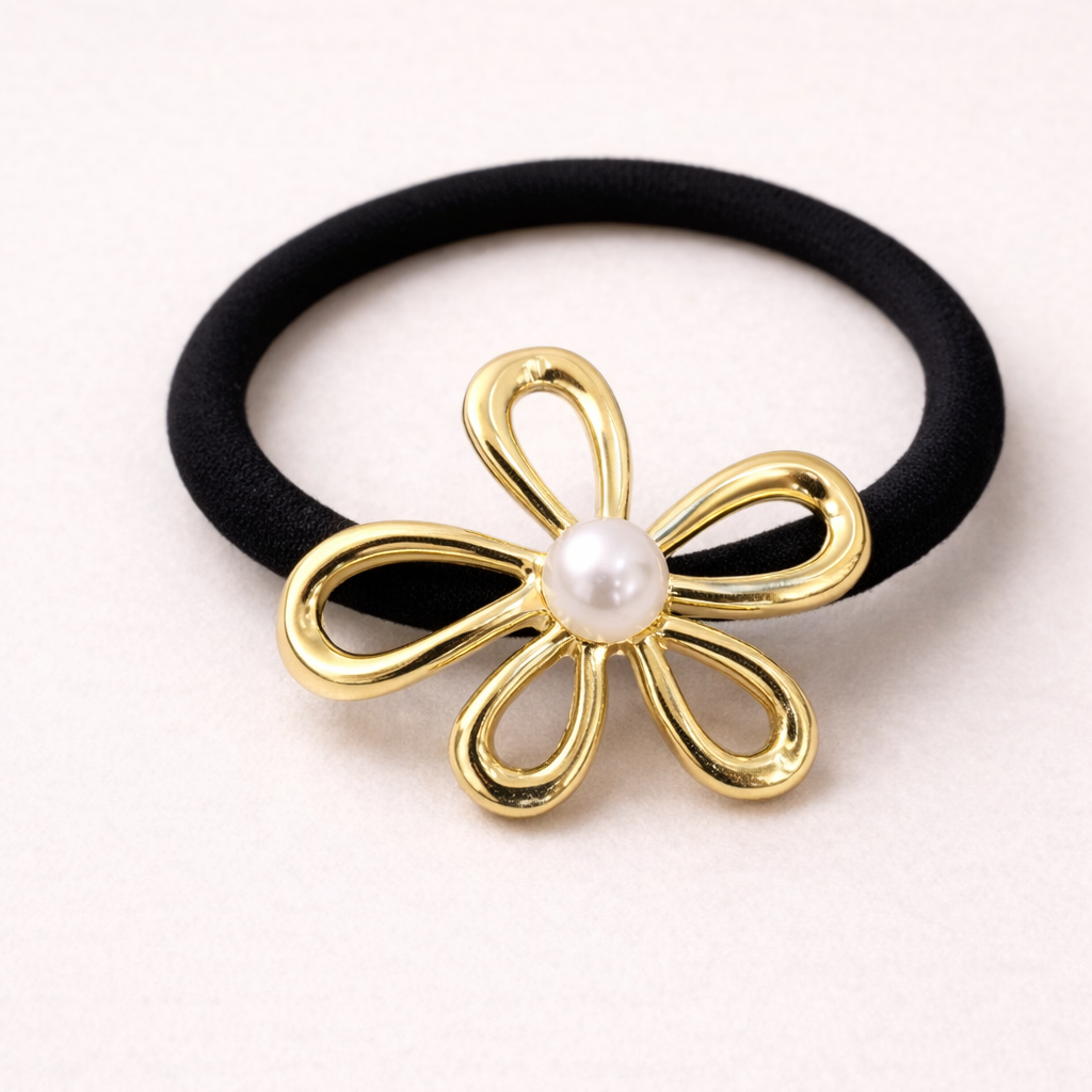 18k Gold Plated Flower Hair Tie