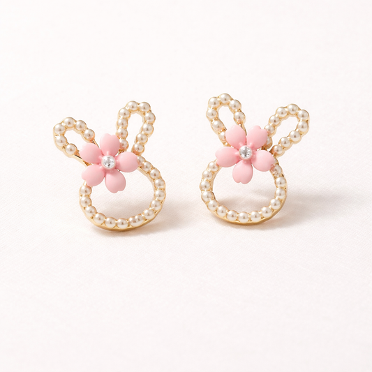 Rabbit Tiny Pearl Stud Earring