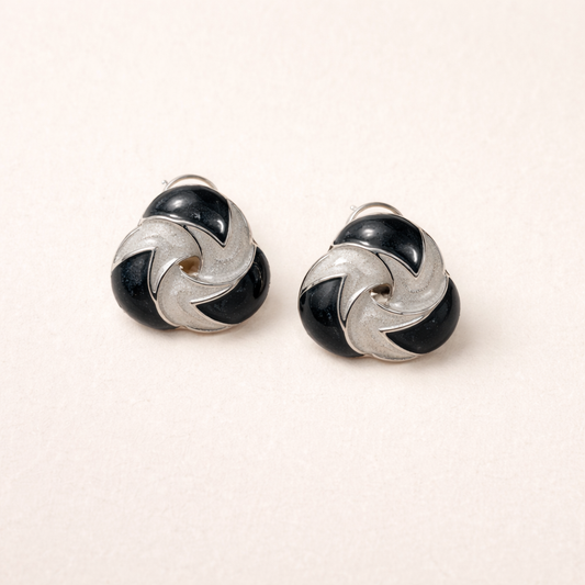 Monochrome Swirls Design Earring