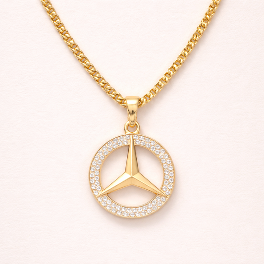Men - Mercedes Logo Pendant Anti Tarnish Necklace